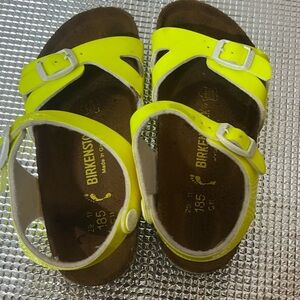 Birkenstock Yellow Sandals with Adjustable Straps and Contoured Footbed
